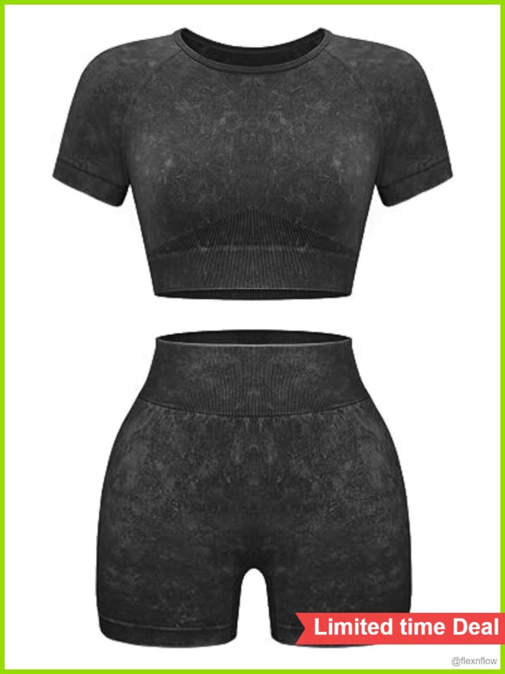 Seamless Workout Set 2 Piece Crop Top & Gym Shorts High Waist Fitted